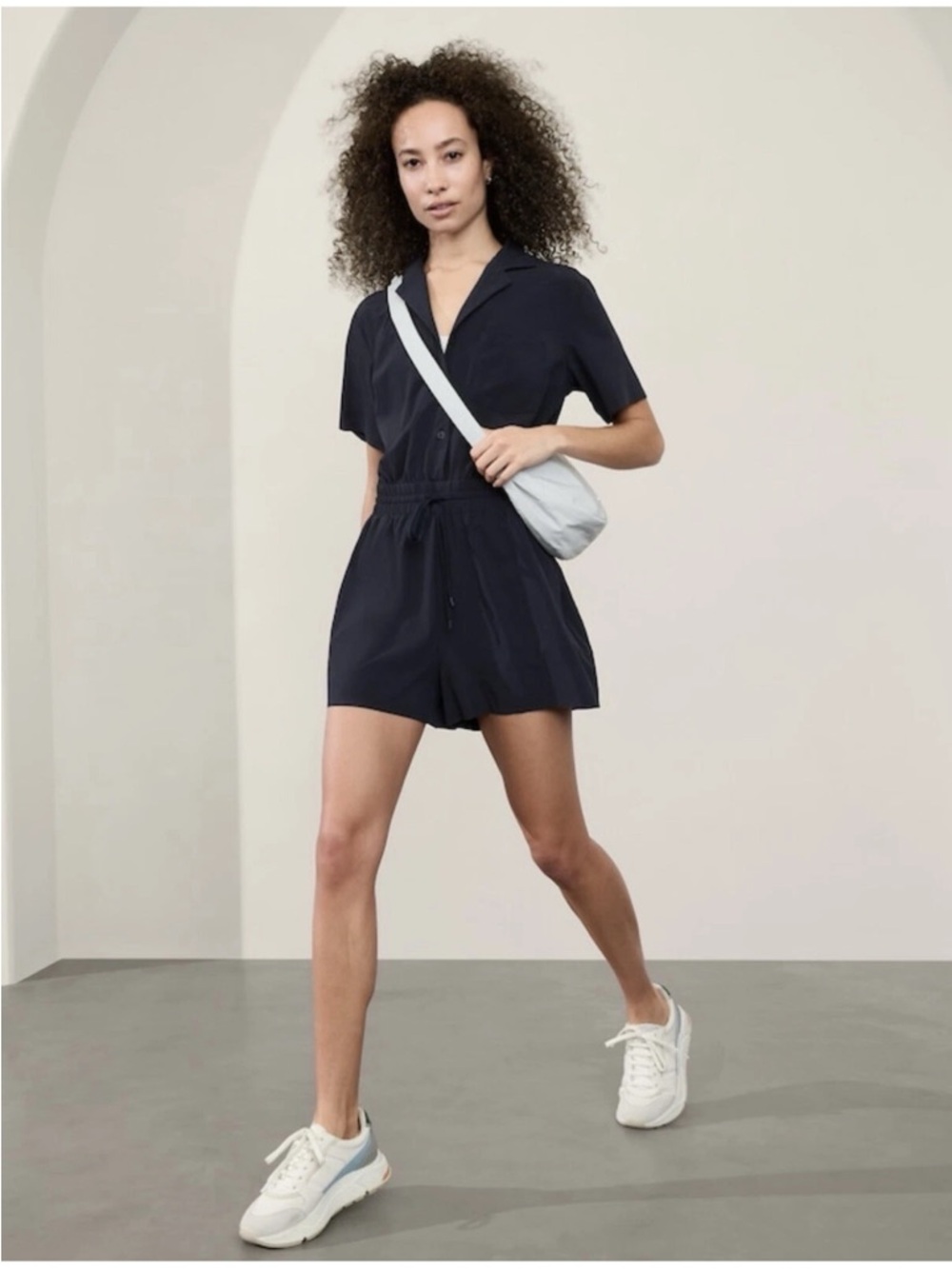 Athleta Avenue Romper Black Featherweight Stretch UPF 40+ NWT Small